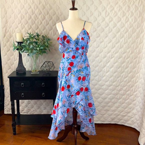 Bardot Blue Chiffon Floral Maxi - size 4 & 12 - Picture 3 of 11